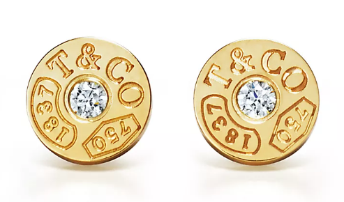 Aretes Tiffany Medallón Grabado 1837 Oro