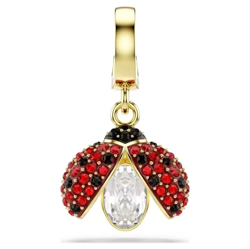 Charm Mariquita Cristales Rojo y Negro