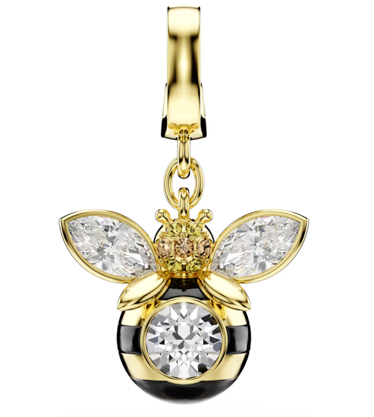 Charm Abeja Esmalte Negro y Cristales