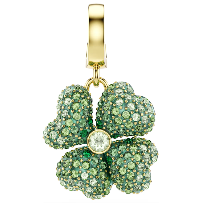 Charm Trébol de Cuatro Hojas Cristales Verdes