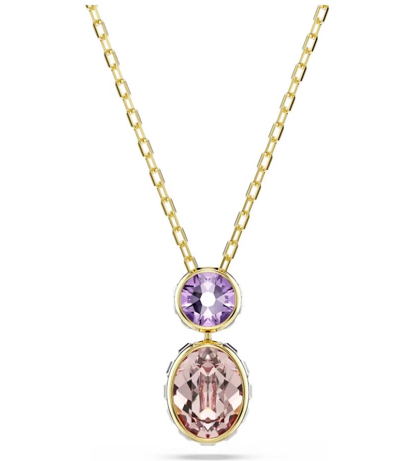Collar Swarovski Dos Piedras Lavanda y Rosa