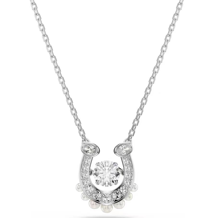 Collar Swarovski Herradura Cristal y Perlas