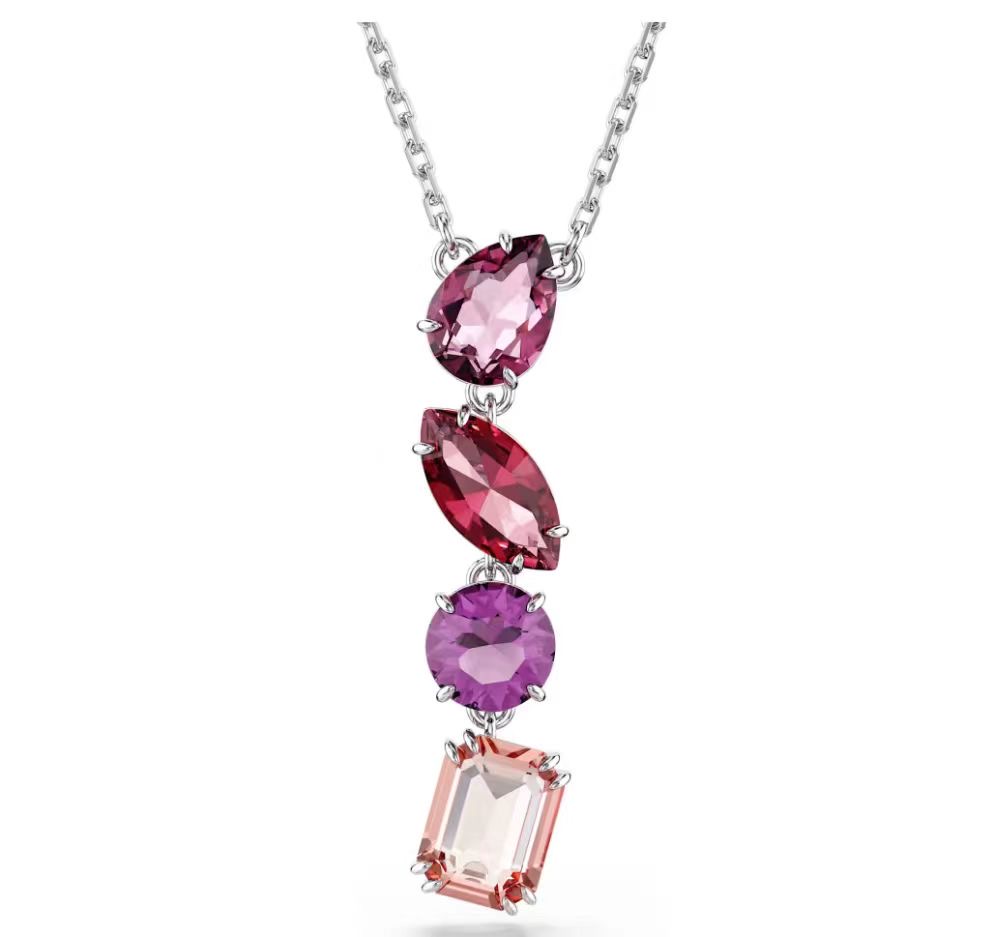 Collar Cascada Piedras Rosa y Lila Talla Mixta