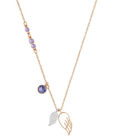 Collar Swarovski Hojas Bicolor con Cristales Lila