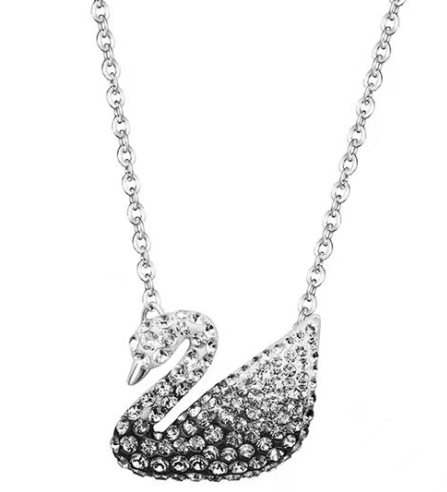 Collar Swarovski Cisne Degradé Blanco y Negro