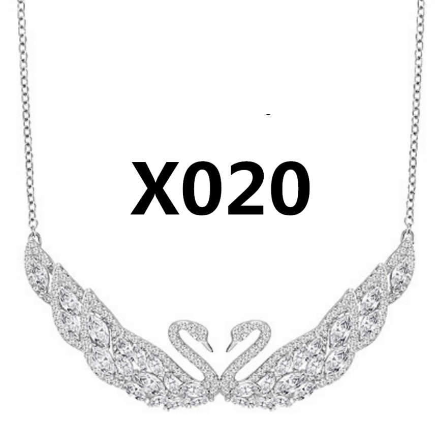 Collar Swarovski Alas de Cisne Doble en Corazón