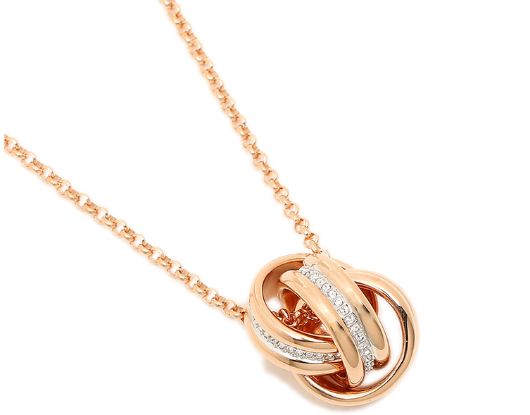 Collar Swarovski Trío de Aros Oro Rosa