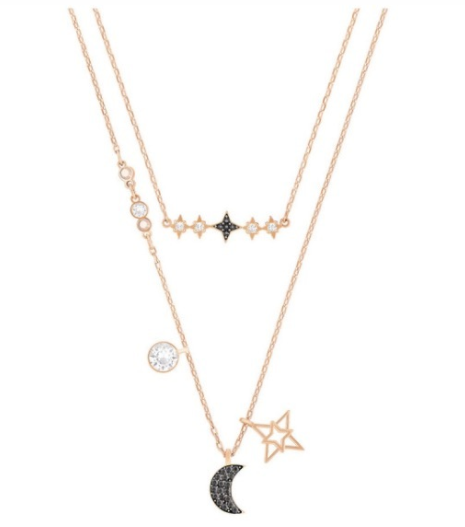 Collar Swarovski Set Luna y Estrella Oro Rosa