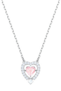 Collar Swarovski Corazón Halo Cristal Rosa