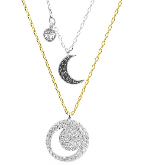 Collar Swarovski Set Luna Creciente y Medallón Calado
