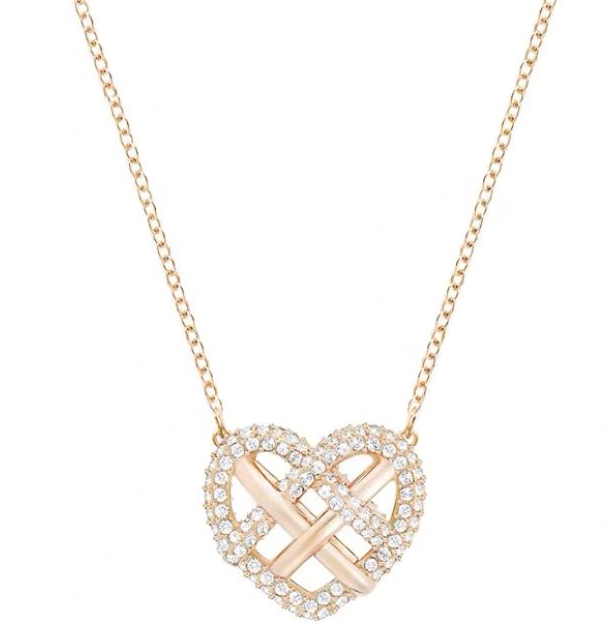 Collar Swarovski Corazón Entrelazado Pavé Oro Rosa