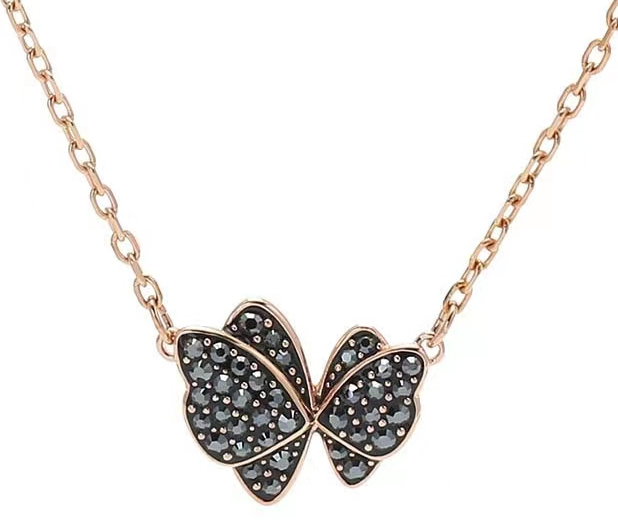 Collar Swarovski Mariposa Pavé Gris Oro Rosa