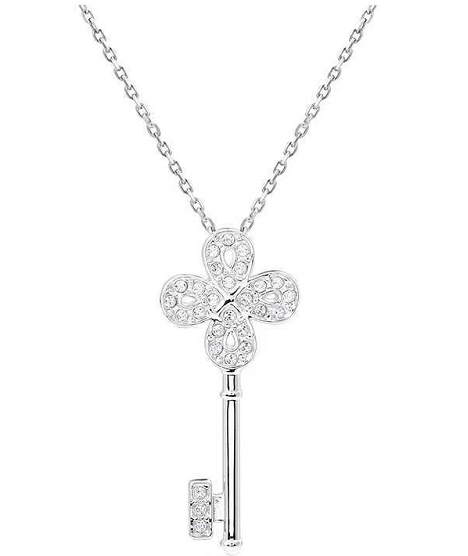 Collar Swarovski Llave Trébol Pavé Blanco