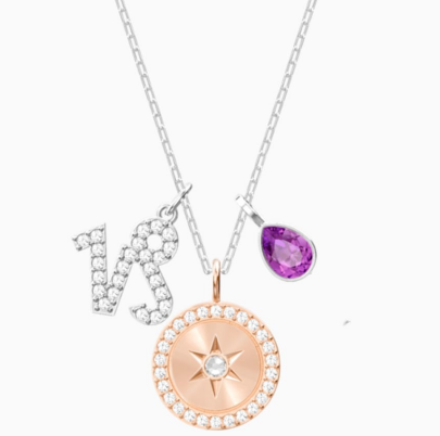 Collar Swarovski Zodiaco Capricornio Medallón Estrella Oro Rosa