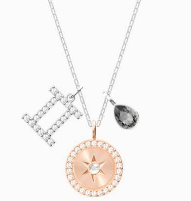 Collar Swarovski Zodiaco Géminis Medallón Estrella Oro Rosa