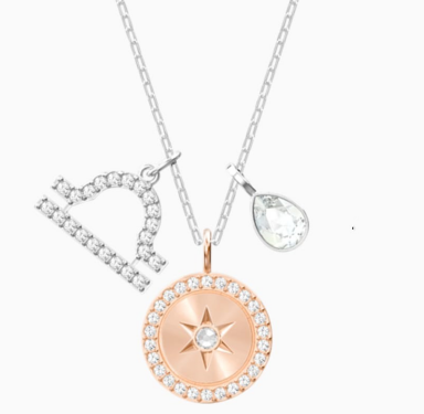 Collar Swarovski Zodiaco Libra Medallón Estrella Oro Rosa