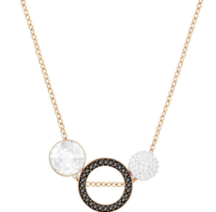 Collar Swarovski Trío Geométrico Perla y Pavé Negro
