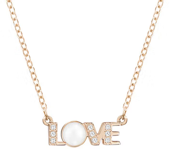 Collar Swarovski Palabra Love Perla Central Oro Rosa