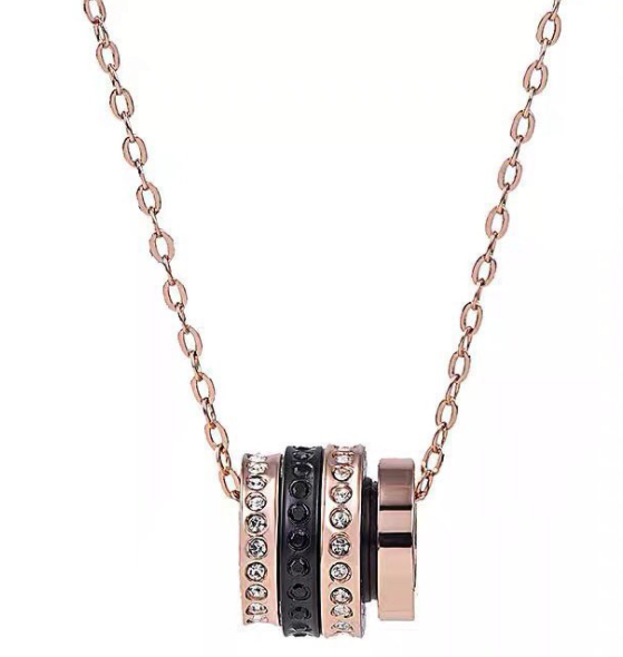 Collar Swarovski Cuatro Aros Giratorios Oro Rosa
