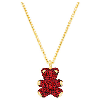 Collar Swarovski Doble Cadena Disco Pavé y Dije Rosado
