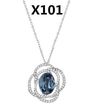 Collar Swarovski Flor Espiral Cristal Ovalado Azul