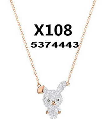 Collar Swarovski Conejo Pavé Orejas Oro Rosa