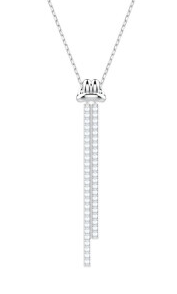 Collar Swarovski Trébol Flecos Colgantes Plateado