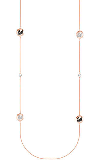 Collar Swarovski Cadena Larga Discos Cisne Oro Rosa