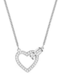 Collar Swarovski Corazón Pavé Calado con Broche Rodio
