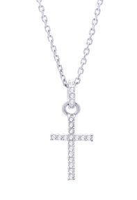 Collar Swarovski Cruz Pequeña Pavé con Anillo Rodio