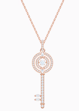Collar Swarovski Llave Halo Doble y Marquesas Oro Rosa