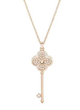 Collar Swarovski Llave Trébol de Cuatro Pétalos Oro Rosa