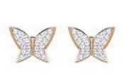 Aretes Swarovski Mariposa Pavé Oro Rosa