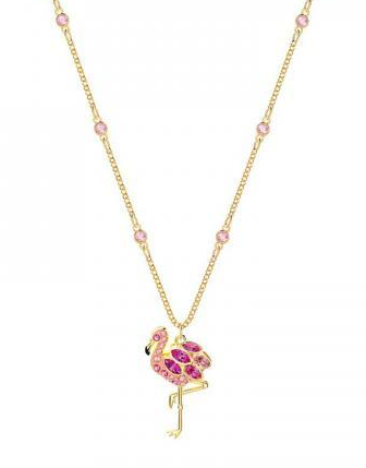 Collar Swarovski Flamingo Pavé Fucsia Dorado