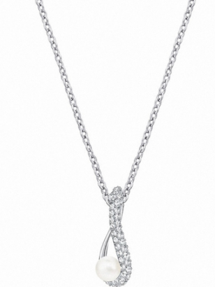 Collar Swarovski Lazo Infinito Pavé con Perla Rodio