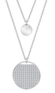 Collar Swarovski Medallón Redondo Pavé Blanco Cadena Doble