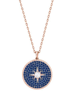 Collar Swarovski Medallón Brújula Azul Oro Rosa