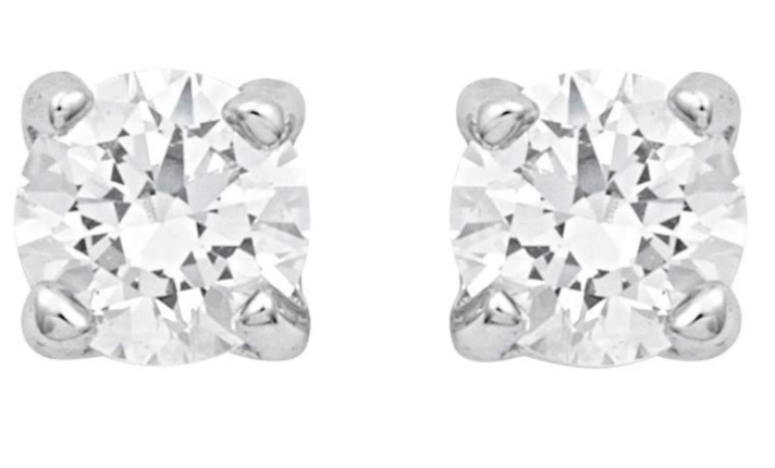 Aretes Swarovski Solitario Redondo Clásico Rodio