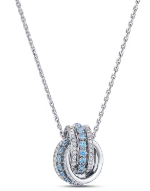 Collar Swarovski Aros Entrelazados Pavé Azul y Blanco