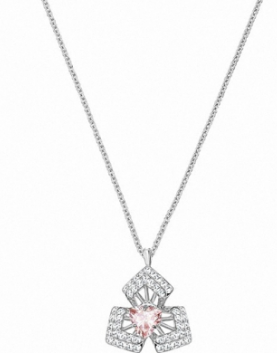Collar Swarovski Trébol Pavé Piedra Rosa Central