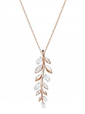 Collar Swarovski Rama de Hojas Pavé Oro Rosa