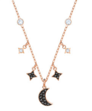 Collar Swarovski Luna y Estrellas Pavé Negro Oro Rosa