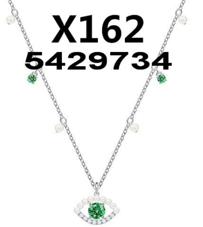 [X162] Collar Swarovski Ojo Protector Verde con Perlas