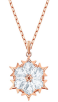 Collar Swarovski Copo de Nieve Cristal Hexagonal Oro Rosa