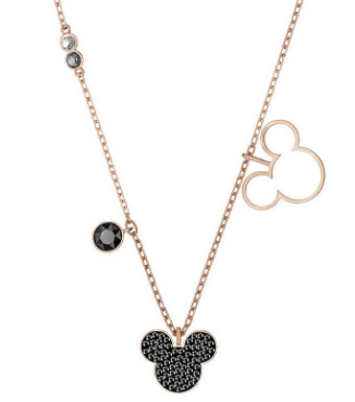 Collar Swarovski Mickey Mouse Pavé Negro Oro Rosa