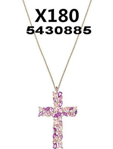 Collar Swarovski Cruz Pavé Multicolor Rosa y Lila