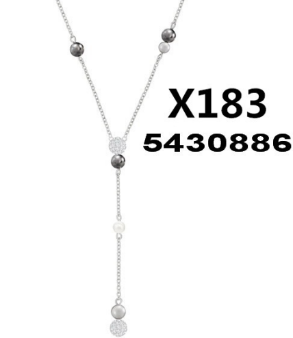 Collar Swarovski Y Perlas Grises y Bola Pavé