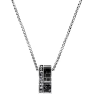 Collar Swarovski Cilindro Pavé Bicolor Cadena Box Rodio