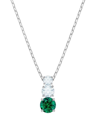 Collar Swarovski Trilogía Cristal Verde y Blanco