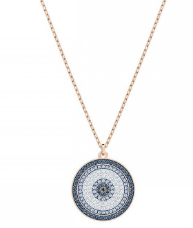 Collar Swarovski Medallón Mandala Azul Oro Rosa